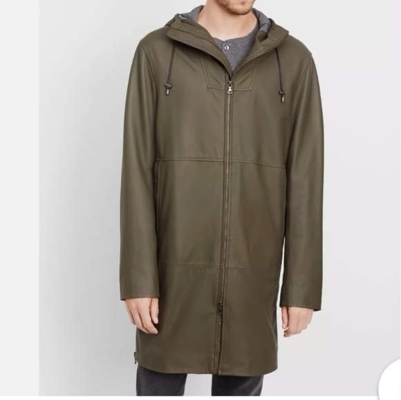 Vince Jackets & Blazers - VINCE OLIVE GREEN LEATHER PARKA JACKET